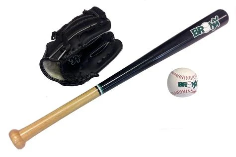 Bronx Wood Bat, Ball And Glove Set 3 Bronx Wood Bat, Ball And Glove Set