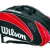 Wilson Federer 12 Pack Bag - Red/Black -Ball Sports Store g 400342000449 wrz833212 federer 12 pack blk red reverse
